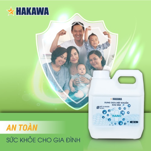 Dung dịch khử mùi diệt khuẩn nano hương chanh sả HAKAWA - HK-1 lít - Sản phẩm chính hãng