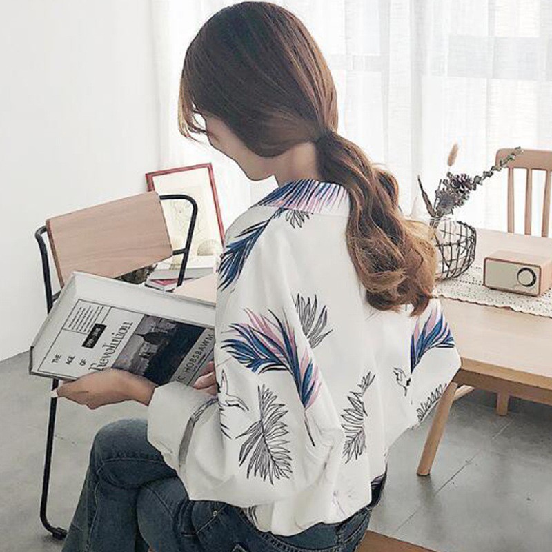 [Baywellfashion]Áo sơ mi in họa tiết lá cây thời trang dành cho nữ | BigBuy360 - bigbuy360.vn