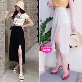 Chân váy suông xẻ tà kèm lót ẢNH CHỤP THẬT