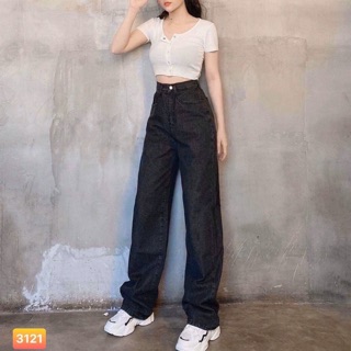 Quần suông dáng dài đen thụng