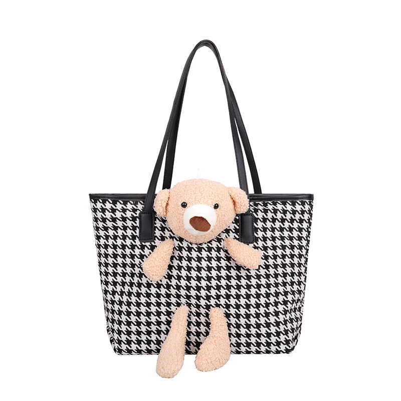 Túi Tote Đeo Vai Cỡ Lớn Họa Tiết Sọc Caro Thời Trang Thu Đông Cho Học Sinh