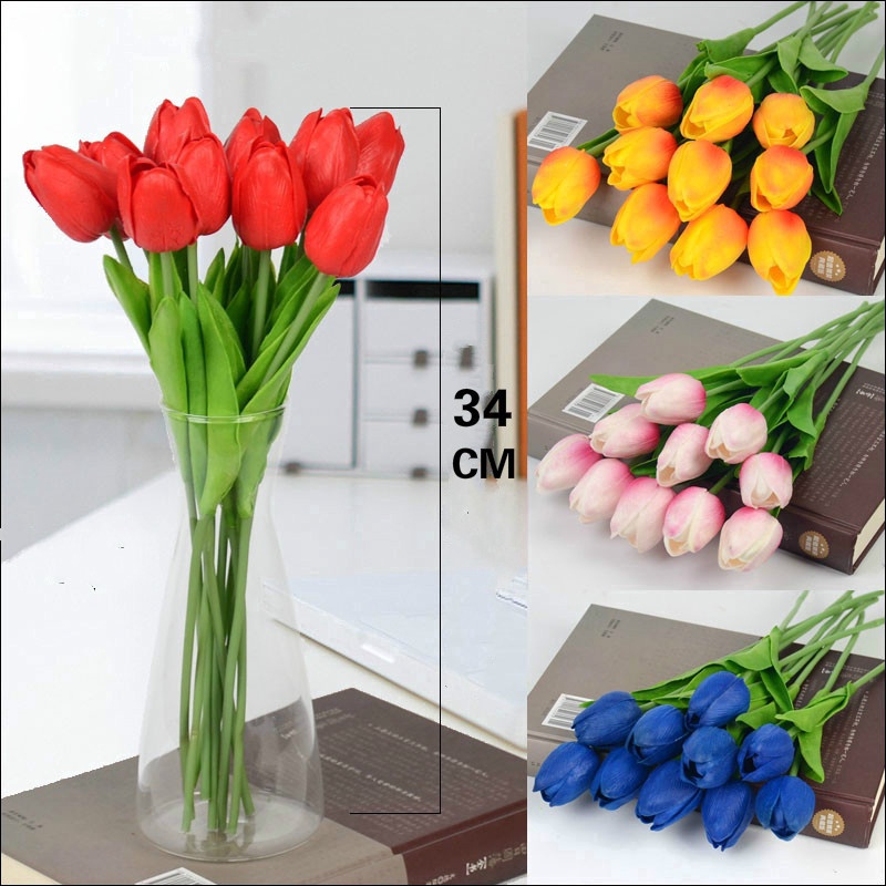 10 Bông Hoa Tulip Nhân Tạo Trang Trí Tiệc Cưới