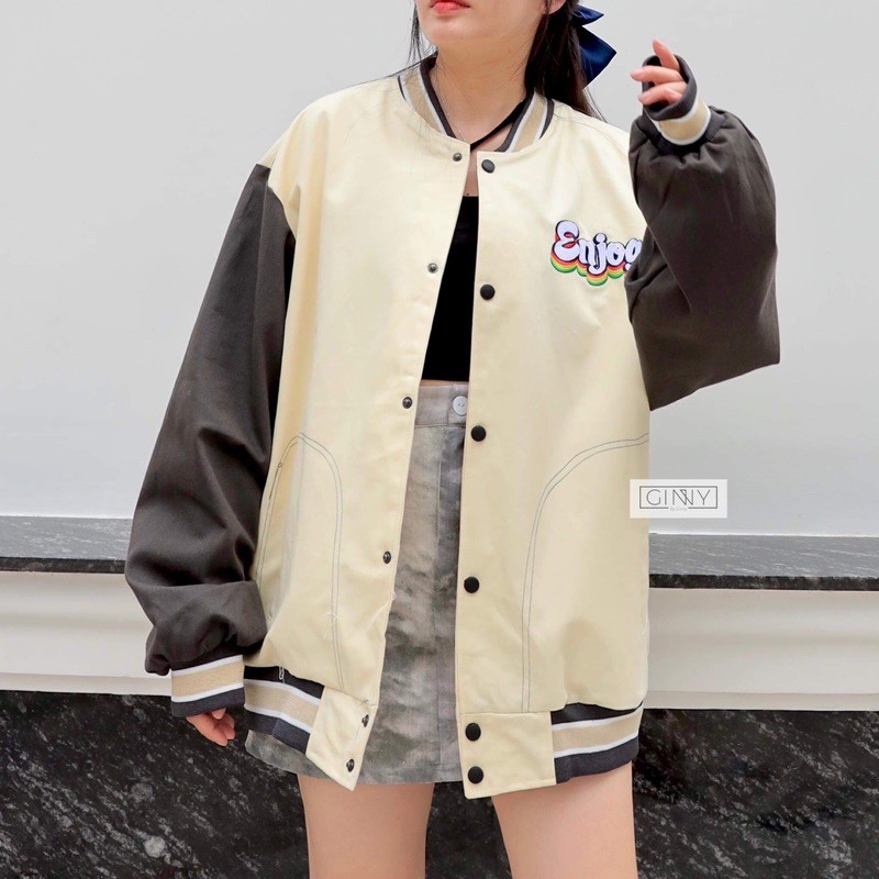Áo khoác Bomber Enjog TK 02 | Khoác Bomber Nữ | Form rộng | Áo Bóng Chày | BigBuy360 - bigbuy360.vn