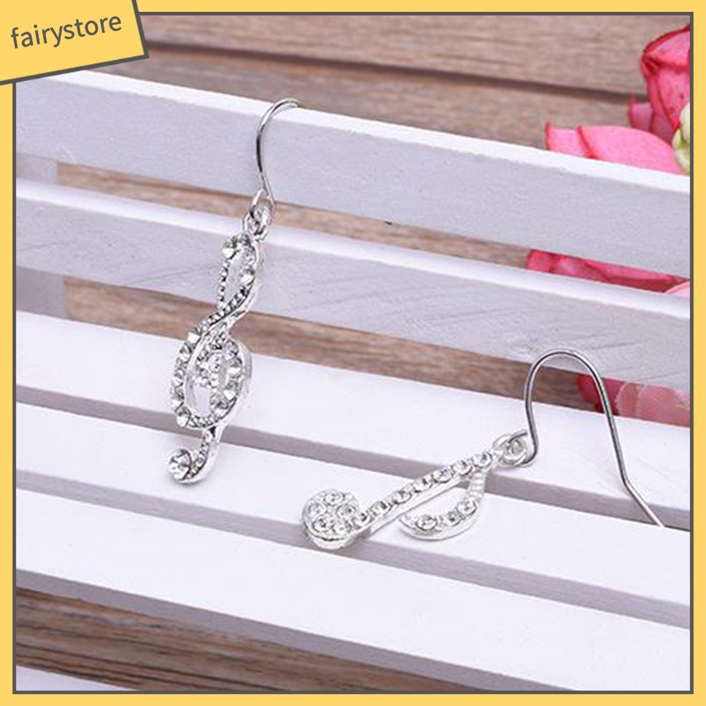 Bông Tai Hợp Kim Hình Nốt Nhạc Đính Đá Xinh Xắn