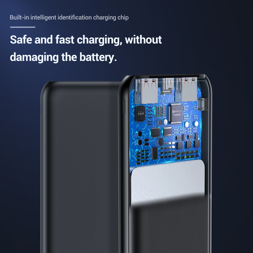 Pin Dự Phòng TOPK I1005 10000mAh 2 Cổng USB Giúp Sạc Nhanh Tiện Dụng | BigBuy360 - bigbuy360.vn