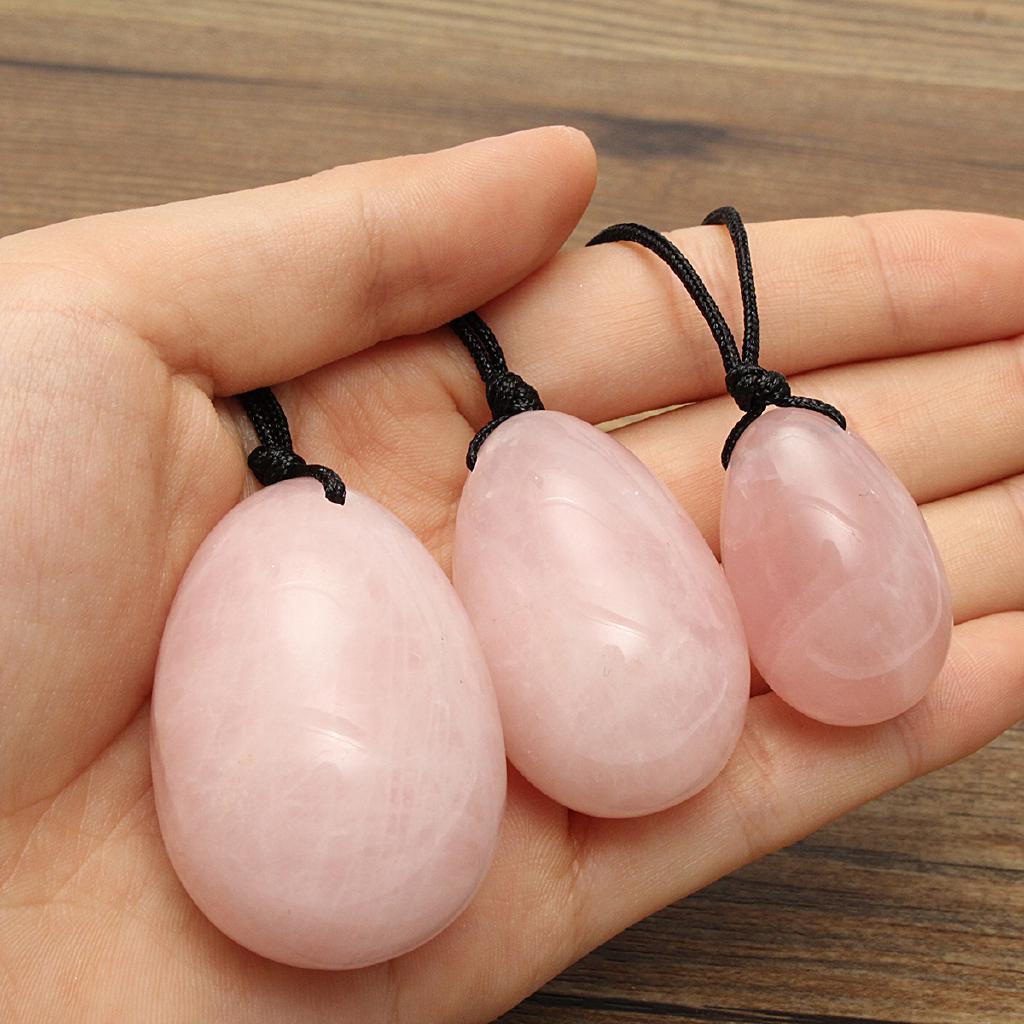 Hulunbeier 3pcs/set 100% natural rose quartz yoni eggs for Kegel Exercise