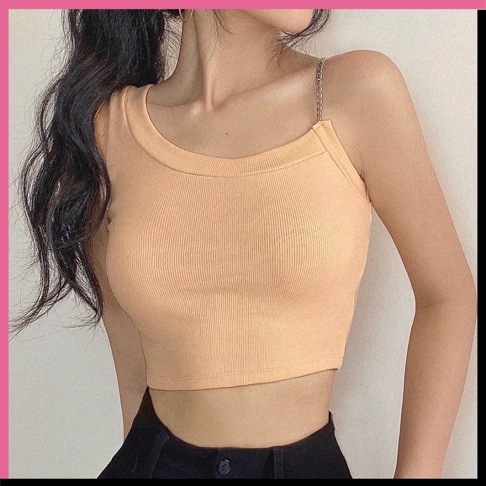 Áo Croptop Nữ VGIRL lệch vai phối dây xích không rỉ [ẢNH ĐỘC QUYỀN]