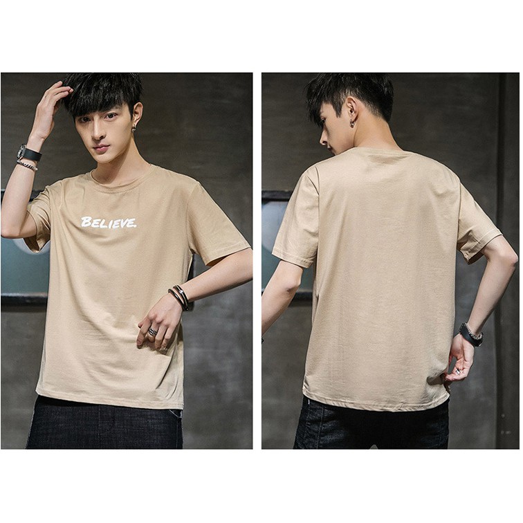 Áo thun 360 Cotton 100% Màu Be Sữa BLieve unisex tay lỡ nam nữ chất dày phông tee basic oversize