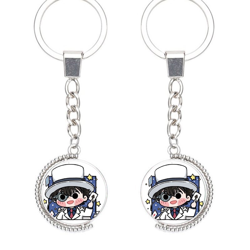 (Viền tròn) Móc khóa nhân vật CONAN KAITO KID Thám tử lừng danh anime chibi xinh xắn tiện lợi