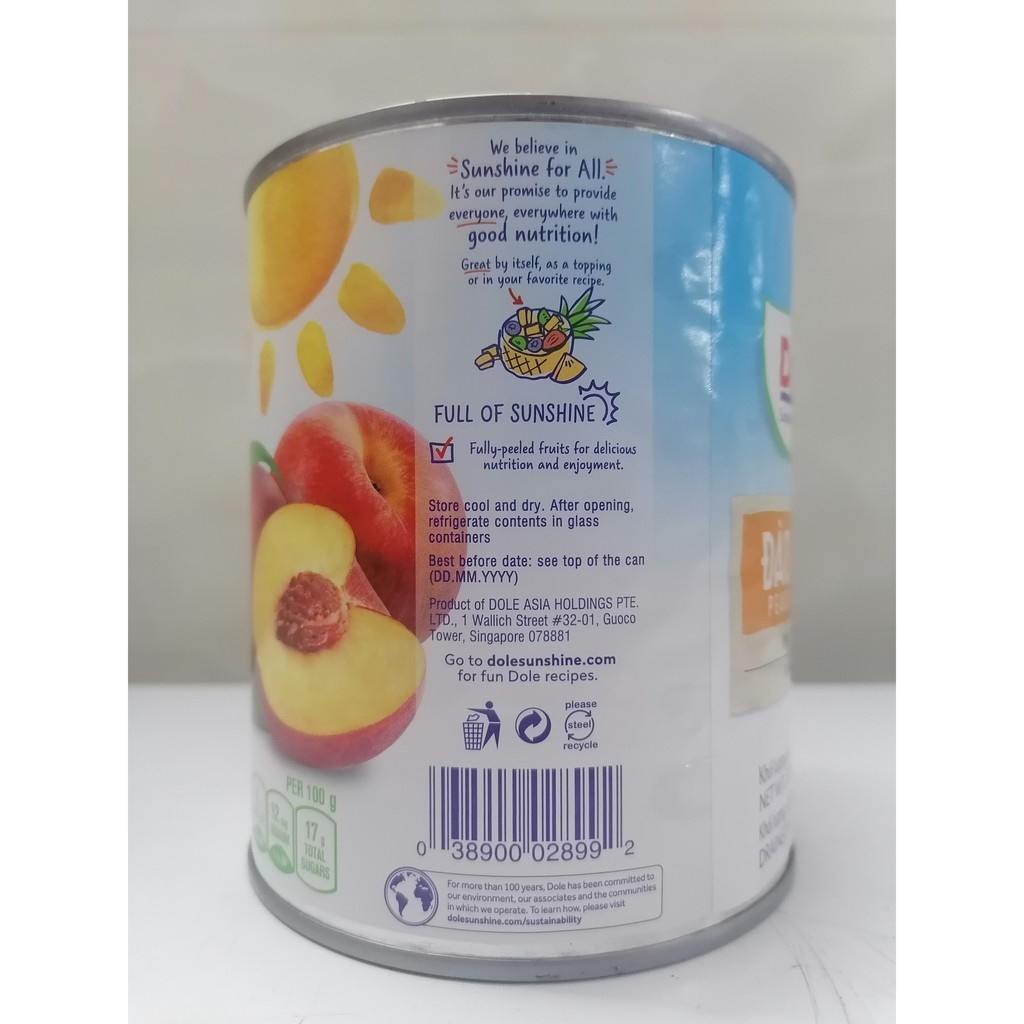 [820g] Đào tươi ngâm si rô [Greece] DOLE Peach Halves in Syrup (tmt-hk)