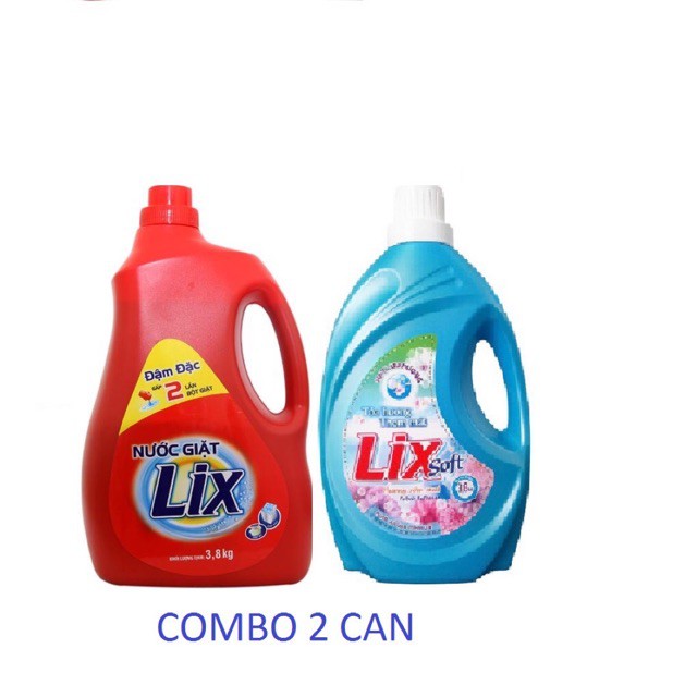 CAN nước giặt LiX 3,8KG TẶNG nước xả LIX 3,8 KG hương hoa hồng