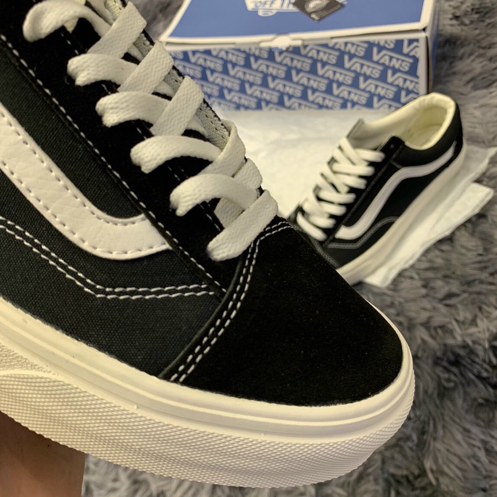 Giày thể thao và sneakers nam nữ vans đen kẻ trắng , vans vault đen NoBrandUnisex