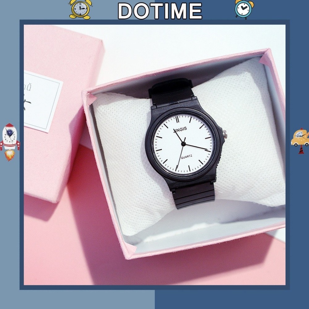 Đồng hồ nữ Dotime trẻ trung thiết kế dây nhựa mặt tròn phong cách ZO84