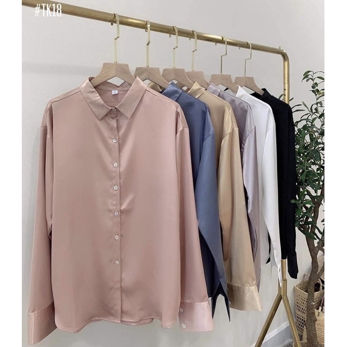 Áo sơ mi tay dài lụa satin