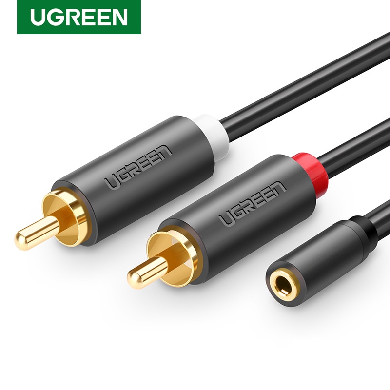 Ugreen Dây Cáp Chữ Y Chuyển Đổi Âm Thanh Đầu Cái 3.5mm Sang 2 Đầu Đực RCA Cho Điện Thoại Edifer Home Theater DVD VCD