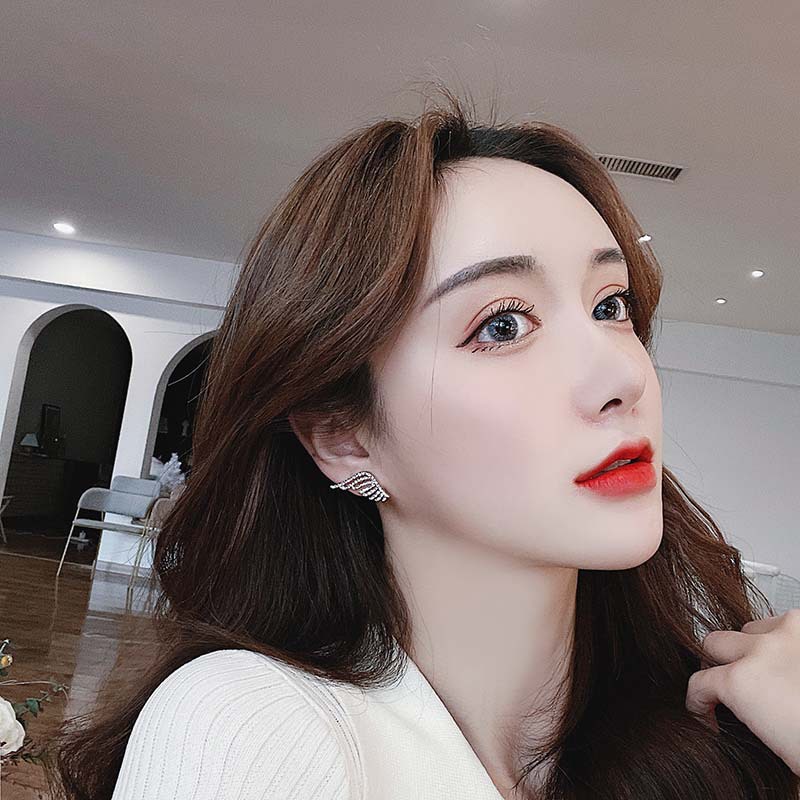 Khuyên tai kẹp không bấm lỗ chốt cố định K175 bằng hợp kim mạ vàng hình cánh chim đính đa dáng ngắn Leous Accessories