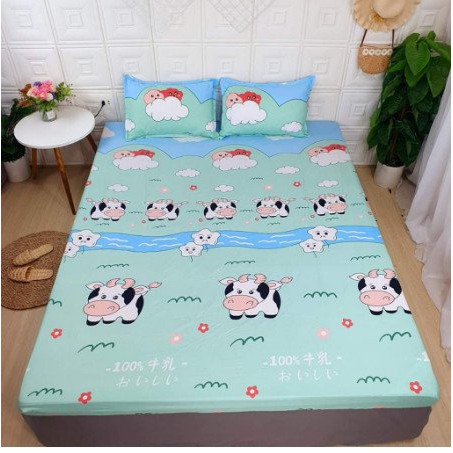 HCM Bộ ga gối set 3 món cotton poly màu vàng 30 cm