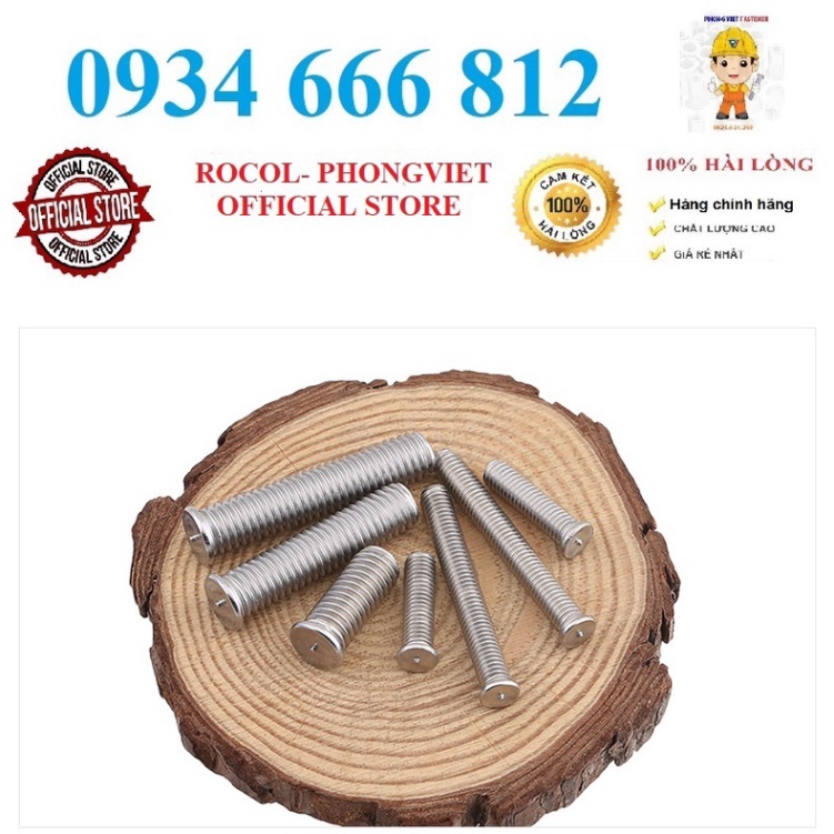 Combo 20c bulong hàn nổ,bulong hàn chập inox 304 M8x15