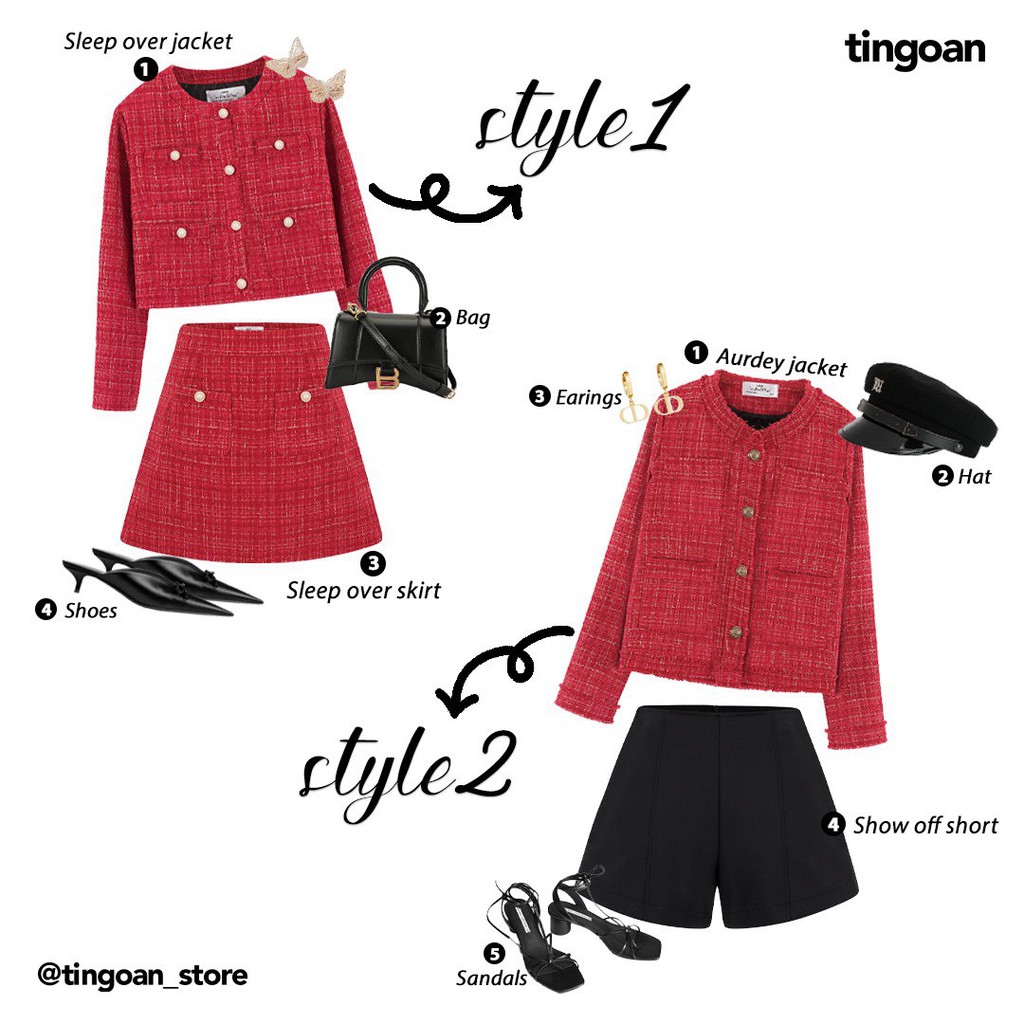 [Mã FAMALLT5 giảm 15% đơn 150k] Áo khoác dài tay tingoan croptop màu đỏ SLEEP OVER JACKET/DR | BigBuy360 - bigbuy360.vn