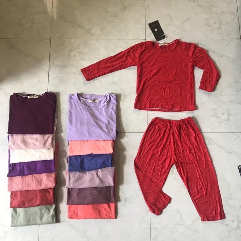 Bộ thun trơn dài tay cho bé mặc điều hòa ( 12-30kg)