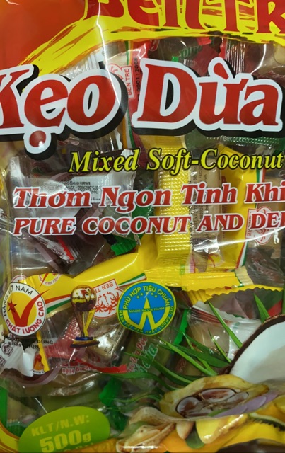 Kẹo dừa dẻo thập cẩm thương hiệu Bến Tre  500g