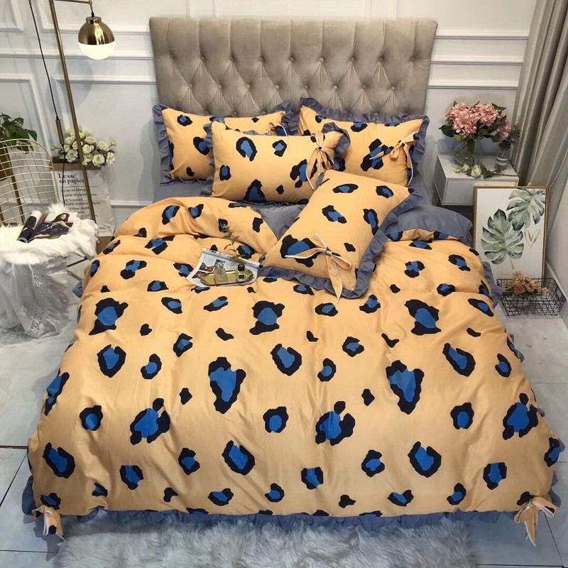 Bộ Chăn Ga Gối Cotton Silk Viền Bèo Cao Cấp - loại 1