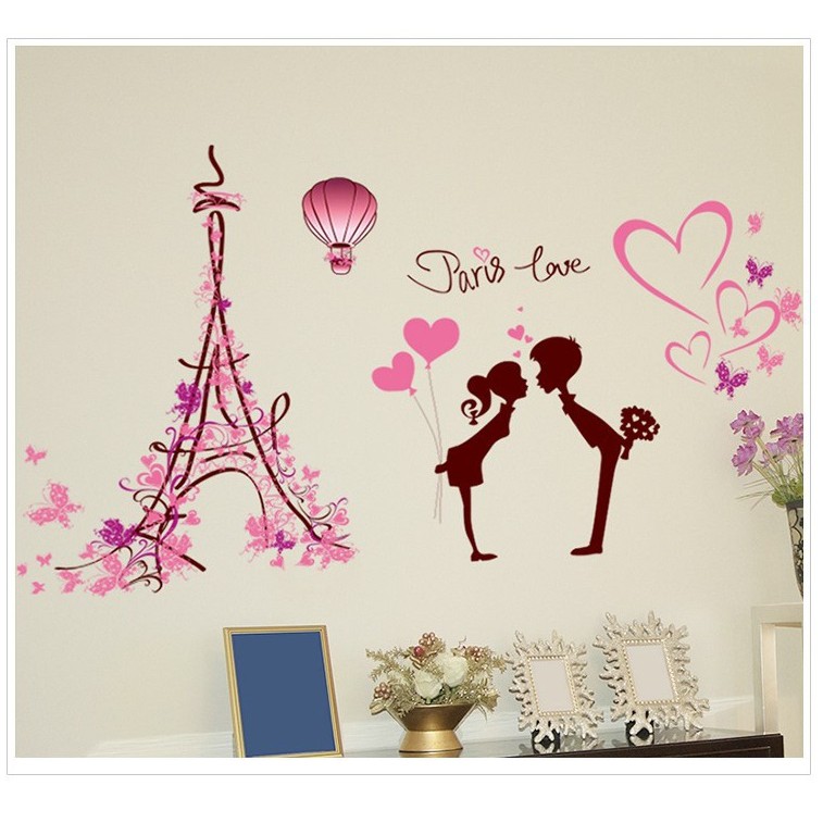 Decal dán tường tình yêu ⚡ FREESHIP ⚡ Paris 3 dán trang trí phòng cưới, phòng ngủ Decal AmyShop tại HCM