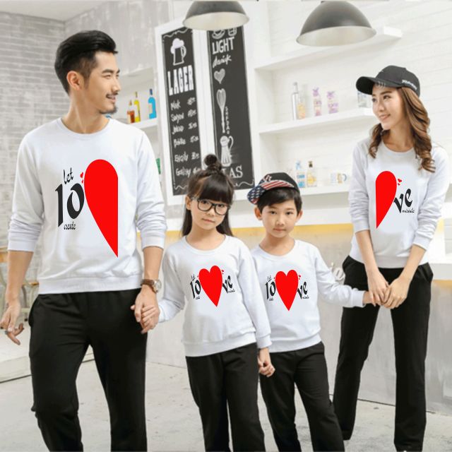 [sĩ] áo khoác thu đông sweater gia đình cặp đôi áo đôi 3/4/5 người chất mịn mặc ấp đủ size bé 5 kí-90 kí