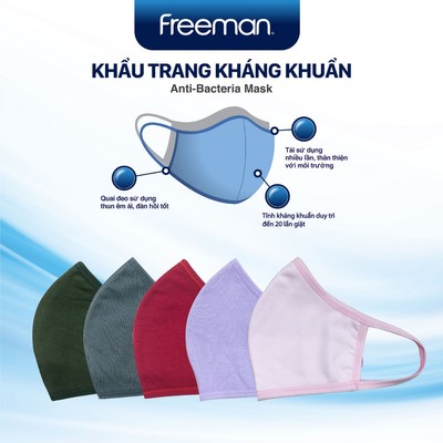 Khẩu trang vải kháng khuẩn freesize FREEMAN [Combo 5]