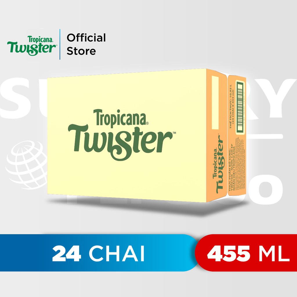 Thùng 24 Chai Nước Trái Cây Twister Cam (455ml/Chai)