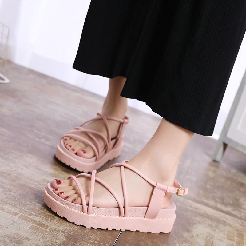 [Mã FAMAYWA giảm 10K đơn 50K] Sandal nữ dây chéo đế bánh mỳ 2 màu