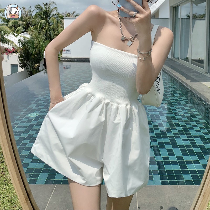 Áo liền quần Quần Ống Rộng Lưng Cao Thời Trang Mùa Hè Cho Nữ