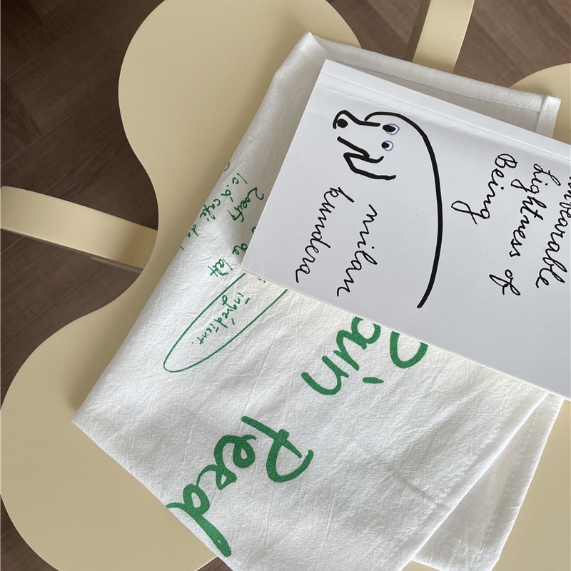 Khăn Trải Bàn In Chữ Viết Tay Màu Xanh Dương Phong Cách Hàn Quốc Dùng Làm Đạo Cụ Chụp Ảnh