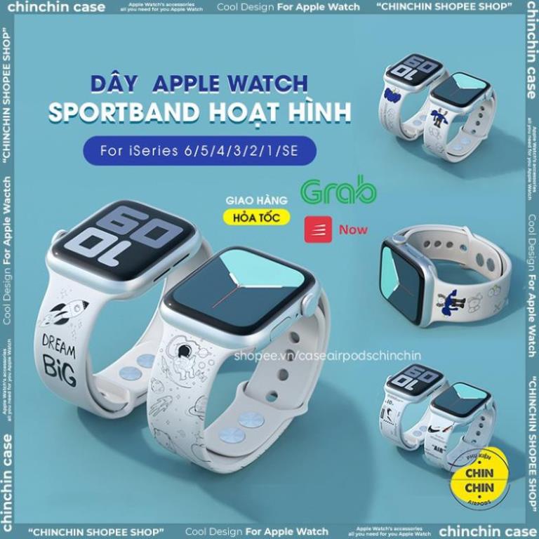 Dây Đeo Apple Watch Sport Band Cao Su Hoạt Hình Dành Cho Series 6 5 4 3 2 1 SE Full Size 38/40/42/44mm - Chinchin Casse