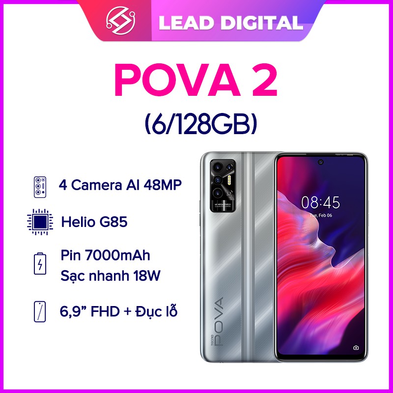 Điện thoại TECNO Pova 2 6GB /128GB - Pin 7000mAh -Màn hình 6.9"- BH 13T | BigBuy360 - bigbuy360.vn