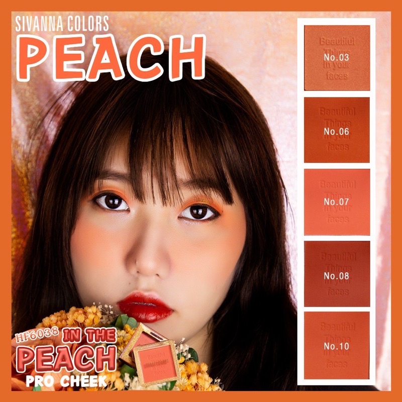 Phấn má hồng dạng bột và ánh nhũ Sivanna In The Peach Pro Cheek HF6038