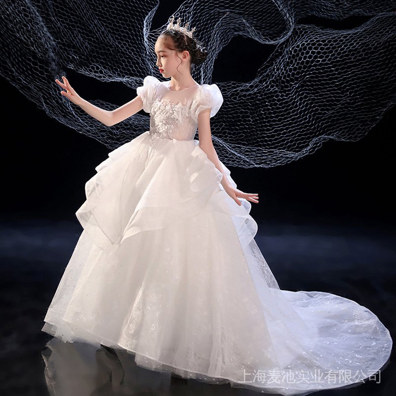 Đầm Công Chúa Họa Tiết Hoa Màu Trắng Xinh Xắn Cho Bé Gái