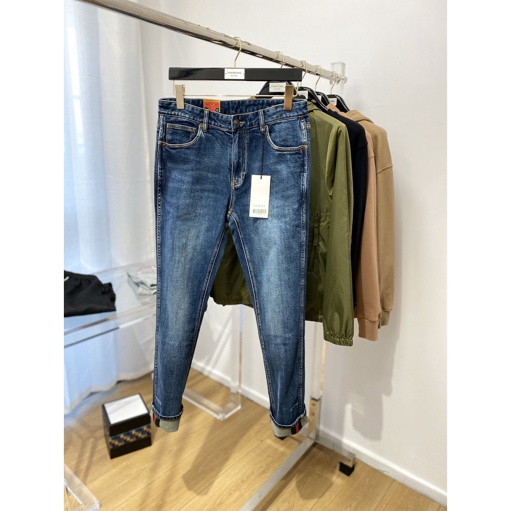 Quần jean nam thời trang cao cấp GUCCI GG GC ống bó trẻ trung