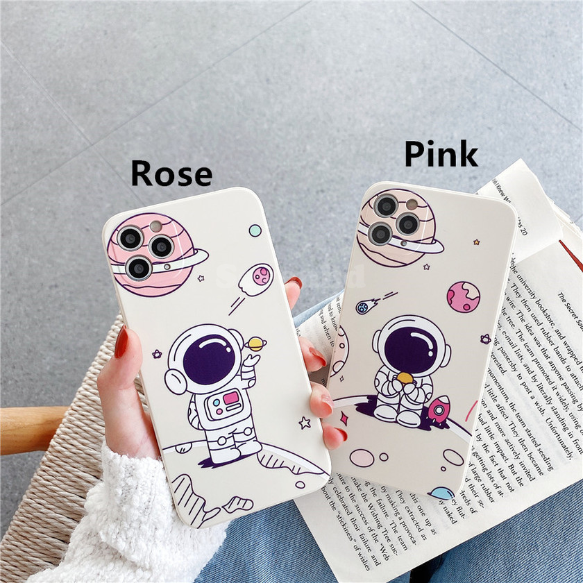 👏Ready Stock🎀 iPhone 12 Pro Max 12 Mini SE2020 11 Pro Max X XR XS Max 8 7 6 6s Plus Phone Case Shockproof Cartoon Astronaut Soft TPU Phone Case Protective Cover