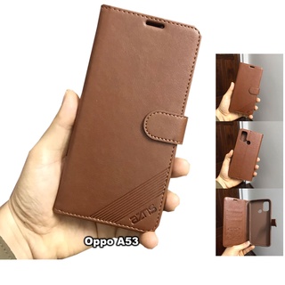 Bao da ốp lưng điện thoại Oppo A53 kèm ví gập nắp da thật mềm mịn - azns