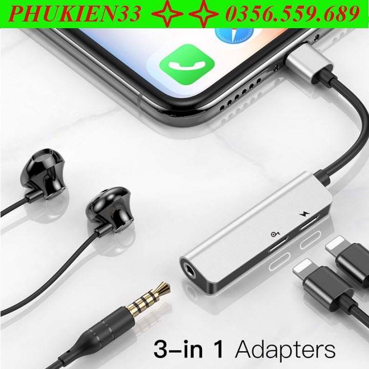 Cáp Lightning 3 In 1 Adapter + 3.5mm Audio Headphone Dành Cho iPhone