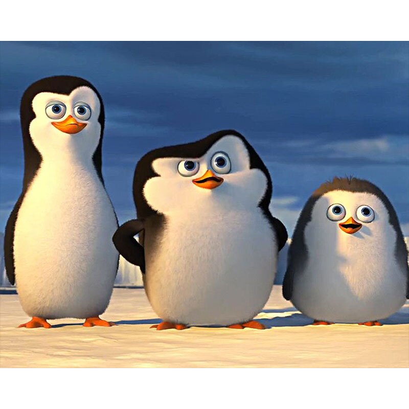 Bộ Tranh Đính Đá 5D Họa Tiết Chim Cánh Cụt Độc Đáo Kích Thước 40x30CM Diy Dùng Trang Trí