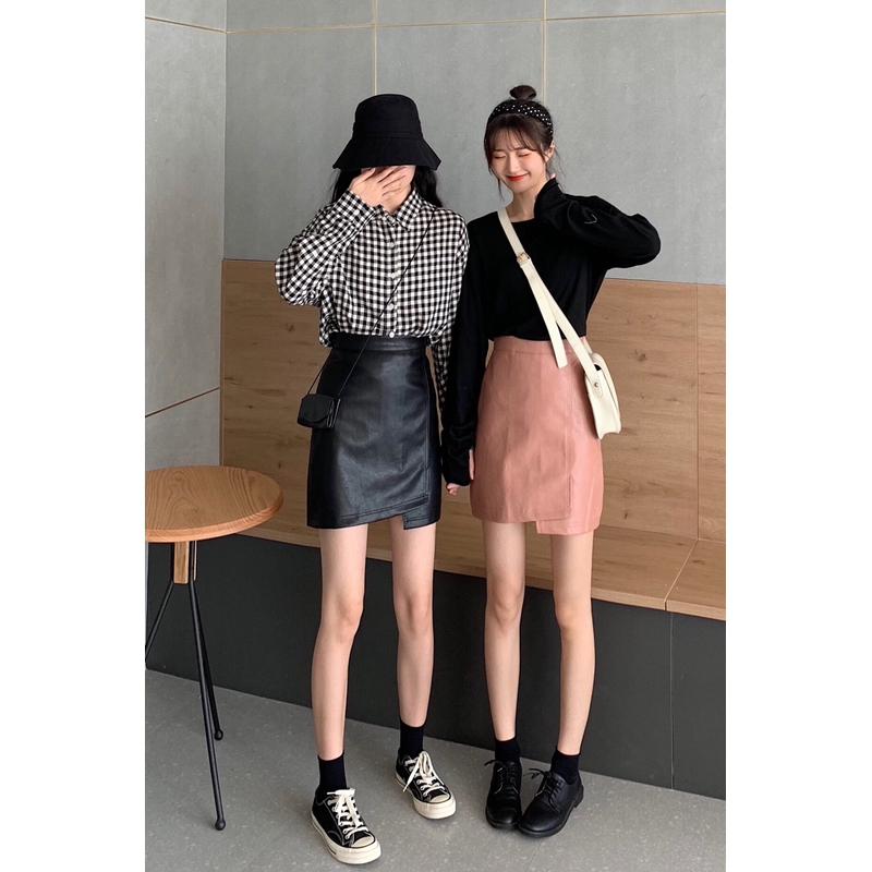 Chân Váy Da Pu Lưng Cao Dáng Chữ A Phong Cách Hàn Quốc | BigBuy360 - bigbuy360.vn
