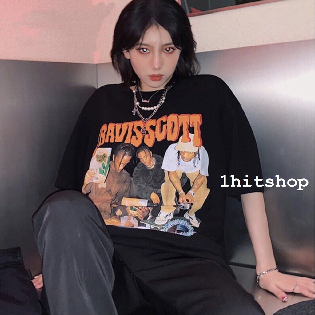 Áo Thun Travi Unisex -Phông ngắn tay lỡ form rộng, in hình 5d vintage cá tính nam nữ Ulzzang