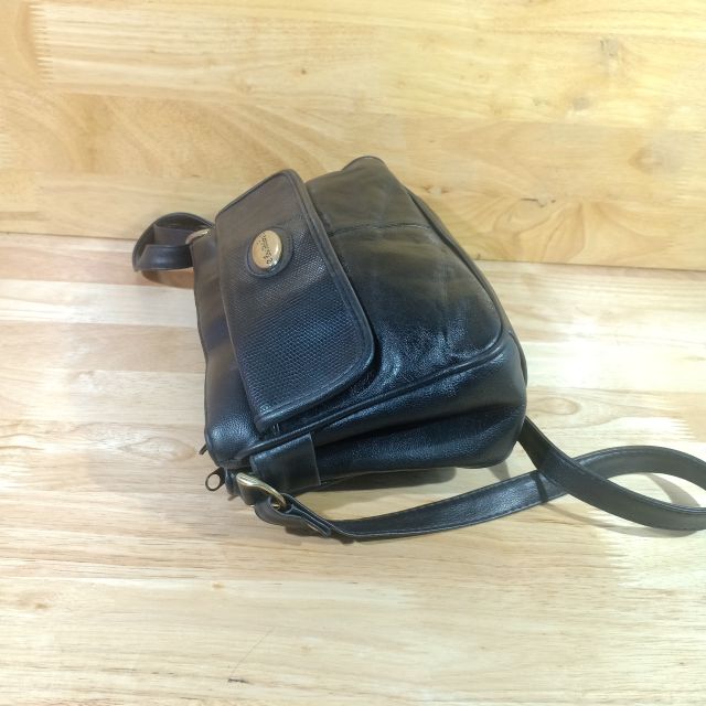Túi đeo chéo 2 ngăn da thật secondhand (túi si, đồ si, hàng thùng, uyen2hand vintage) 230709