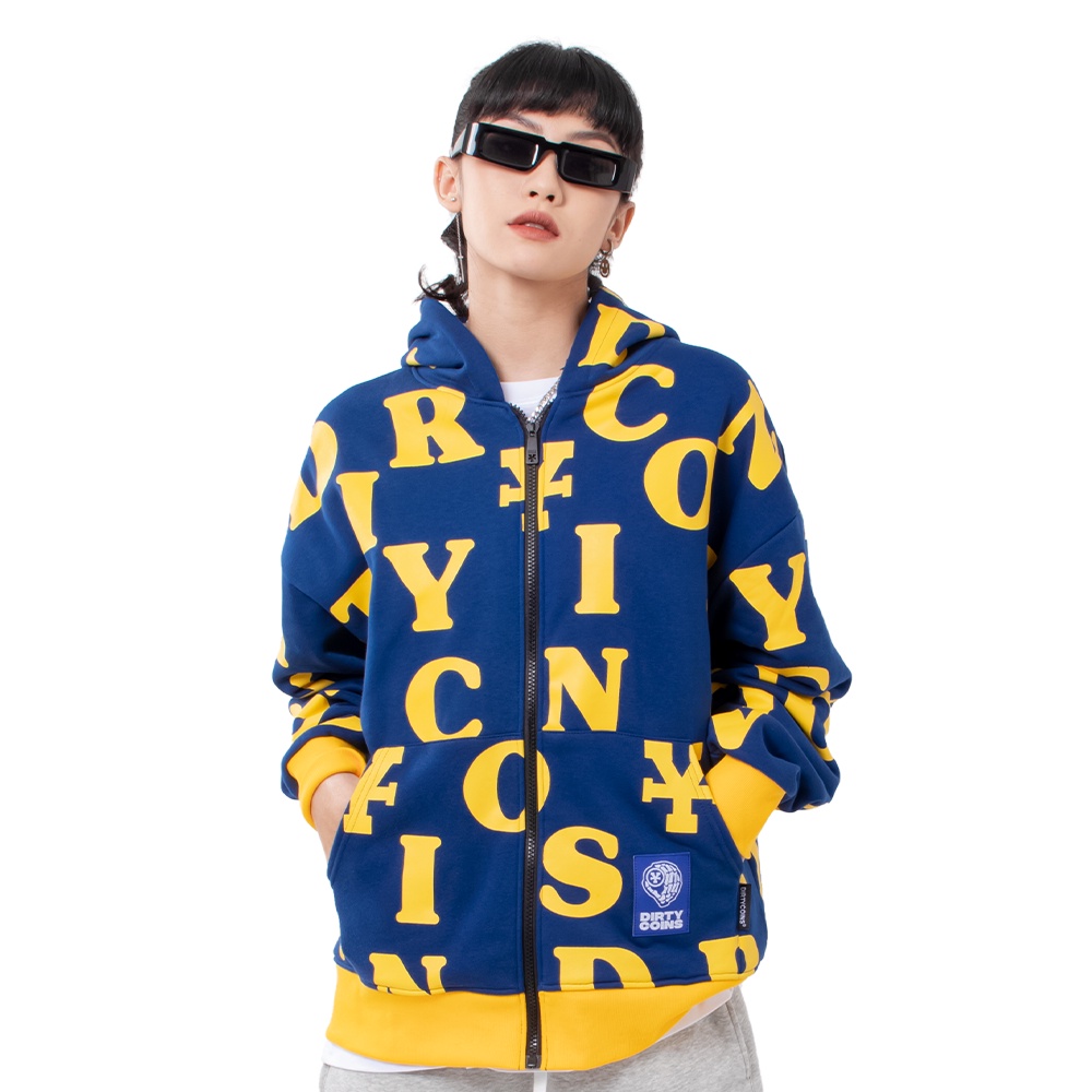 DirtyCoins Áo khoác Letters Monogram Hoodie - Dark Blue / Yellow