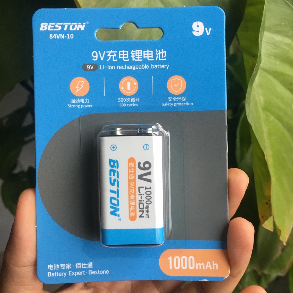 Pin sạc 9V Beston Chính hãng, Bộ sạc pin vuông cao cấp Tự ngắt Có đèn báo pin đầy