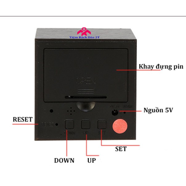 Đồng hồ gỗ led hình vuông để bàn