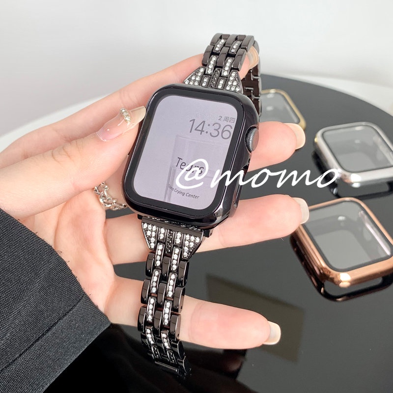Ốp Bảo Vệ Mặt Đồng Hồ Thông Minh Bằng PC Cứng Kèm Kính Cường Lực Cho Apple Watch Series 7 6 SE 5 4 45mm 41mm 44mm 42mm 40mm 38mm