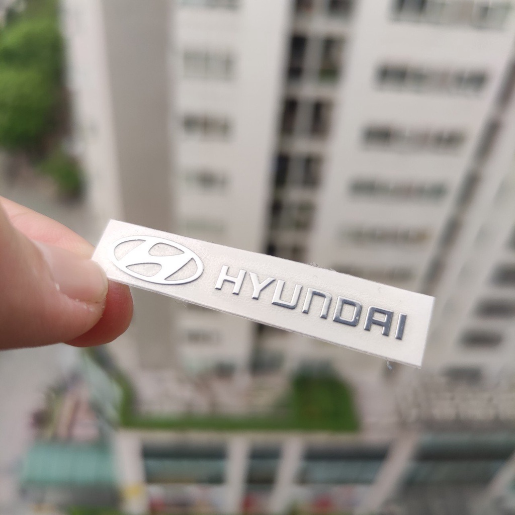 [HYUNDAI] Tem decal chìm 9D in logo theo hãng xe, stick miếng dán trang trí xe Hyundai I10, Accent,Kona,Santafe, Tucson,